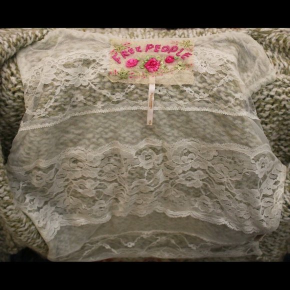 Free People Knit Green Shift Sweater Pick-a-boo Belly - Picture 12 of 12